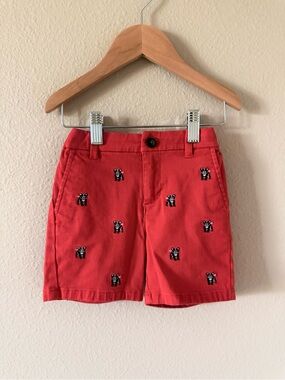 Janie and Jack Red Embroidered Puppy Shorts